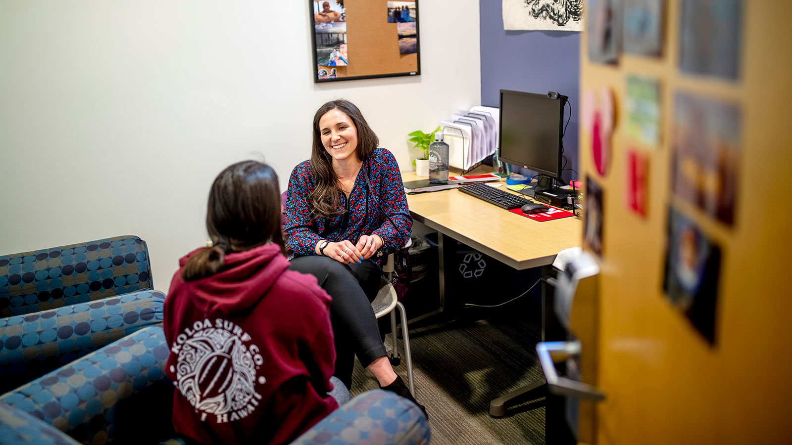 Student in counseling session on campus