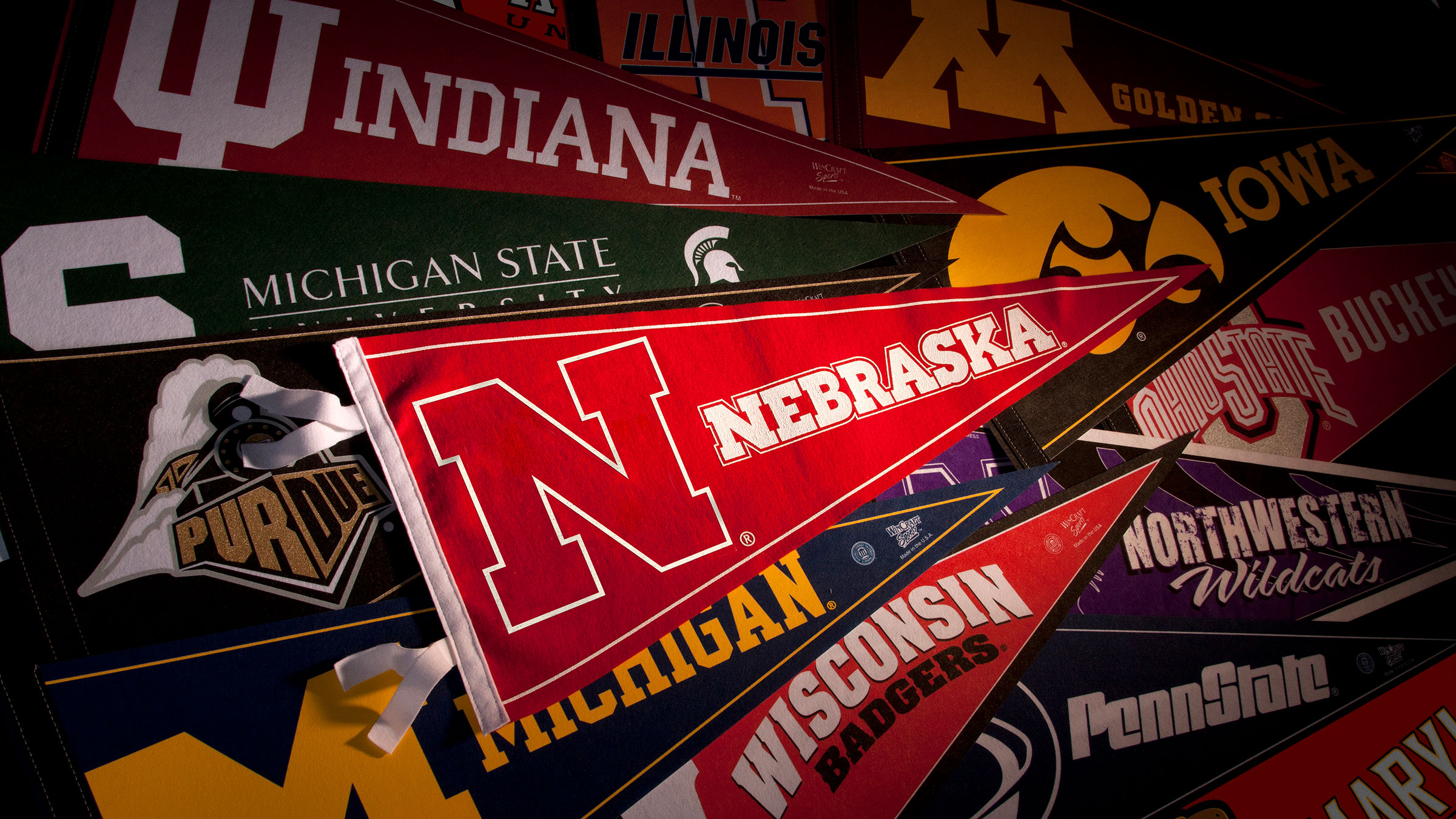 Collage of Big Ten College Pennants.