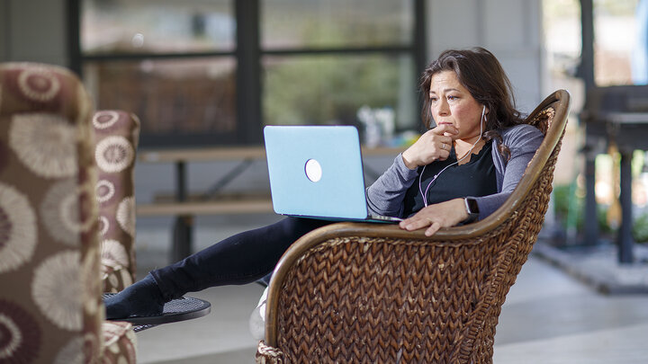 Amanda Morales, associate professor in the Department of Teaching, Learning and Teacher Education, zooms her class for her Multicultural Education course.