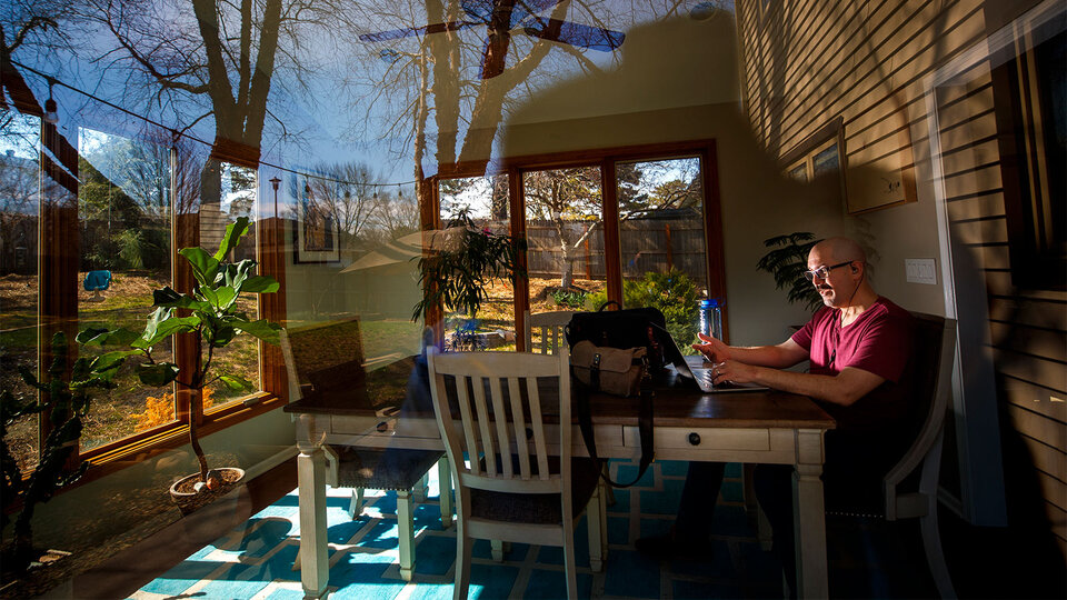 Faculty member working remotely
