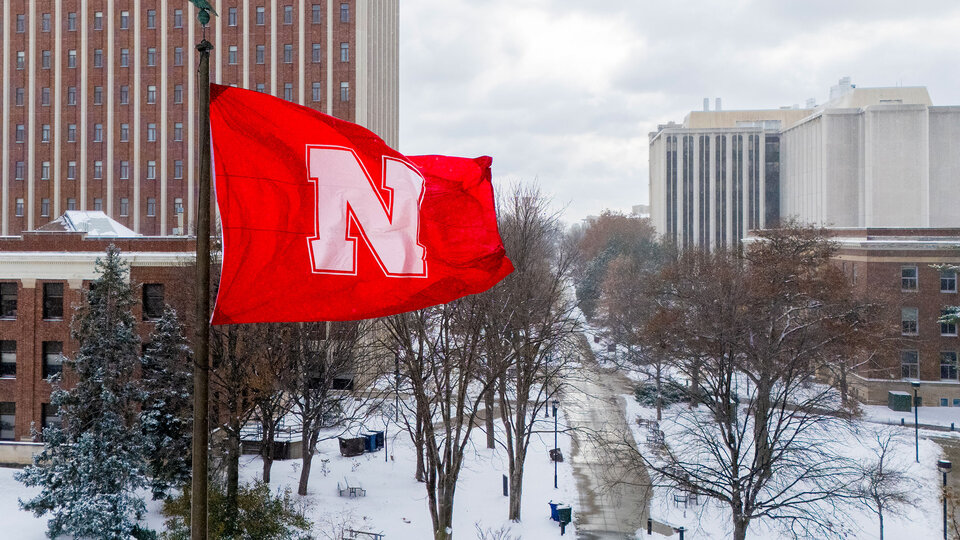 UNL City Campus covered in snow