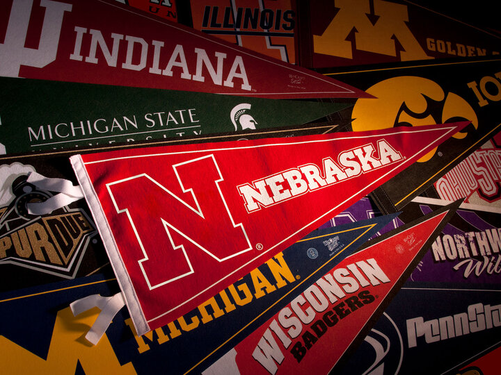 Collage of Big Ten College Pennants.