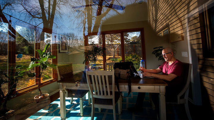 Faculty member working remotely