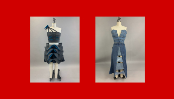 Two garments created by Jaxon Gilner, junior textile and apparel design major.